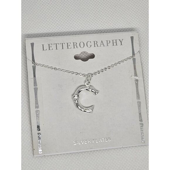 Silver Plated 'C' Initial Pendant Necklace Chic Stylish Fashion Shiny Trendy NWT - Picture 7 of 10